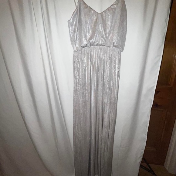 knee length dresses for ladies Baldwin Sequin Cut Out Maxi Dress / Silver | Meshki main image 1